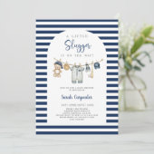 Een beetje Slugger Baby shower Boy Kaart (Staand voorkant)