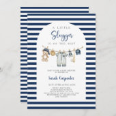 Een beetje Slugger Baby shower Boy Kaart (Voorkant / Achterkant)