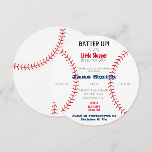 Een beetje Slugger Baby shower Kaart (Voorkant / Achterkant)