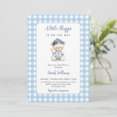 Een beetje Slugger Beer Baby shower Boy Invitation Kaart (Staand voorkant)