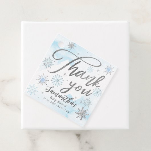 Een beetje sneeuwblauw Baby shower Dank u Bedankjes Labels (In situ)