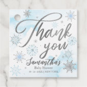 Een beetje sneeuwblauw Baby shower Dank u Bedankjes Labels (Voorkant)