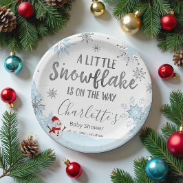 Een beetje sneeuwblauw Baby shower Papieren Bordje