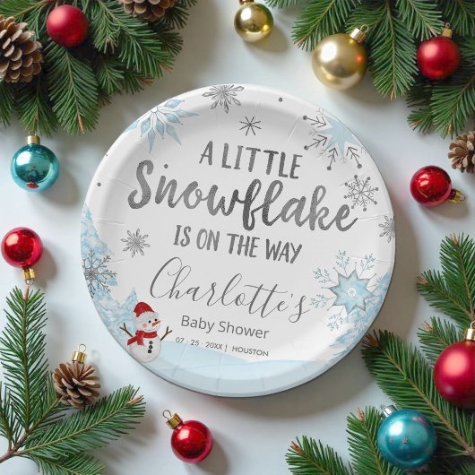 Een beetje sneeuwblauw Baby shower Papieren Bordje