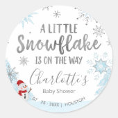 Een beetje sneeuwblauw Baby shower Ronde Sticker (Voorkant)