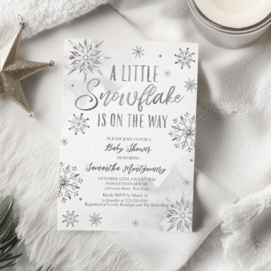 Een beetje sneeuwvlok Baby shower begrotingsuitnod