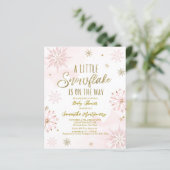 Een beetje sneeuwvlok Baby shower begrotingsuitnod (Staand voorkant)