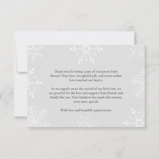 Een beetje Sneeuwvlok Baby shower grijs Dank u Bedankkaart (Voorkant)