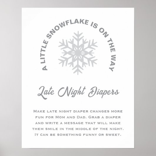 Een beetje sneeuwvlok Baby shower Late Night Luier Poster (Voorkant)