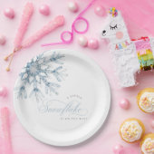 Een beetje sneeuwvlok blauw Baby shower Papieren Bordje (Feest)