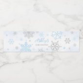 Een beetje sneeuwvlok blauw Baby shower Waterfles Etiket (Enkel label)