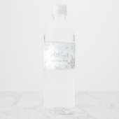 Een beetje sneeuwvlok blauw Baby shower Waterfles Etiket (Voorkant)