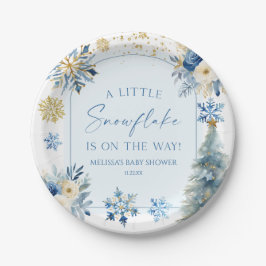Een beetje sneeuwvlok blauw winter Baby shower Papieren Bordje