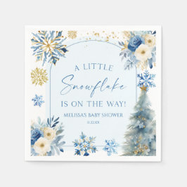 Een beetje sneeuwvlok blauw winter Baby shower Servet