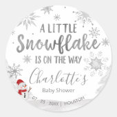Een beetje sneeuwvlok grijs Baby shower Ronde Sticker (Voorkant)