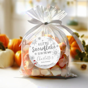 Een beetje sneeuwvlok grijs Baby shower Ronde Sticker