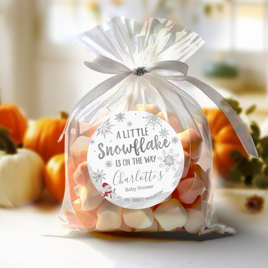 Een beetje sneeuwvlok grijs Baby shower Ronde Sticker