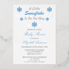 Een beetje sneeuwvlok is onderweg Baby shower Folie Uitnodiging