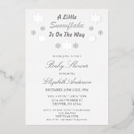 Een beetje sneeuwvlok is onderweg Baby shower Folie Uitnodiging
