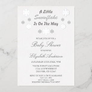 Een beetje sneeuwvlok is onderweg Baby shower Folie Uitnodiging