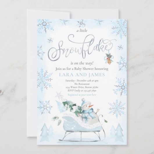 Een beetje sneeuwvlok is onderweg Baby shower Kaart (Voorkant)