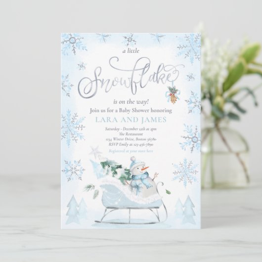 Een beetje sneeuwvlok is onderweg Baby shower Kaart (Staand voorkant)