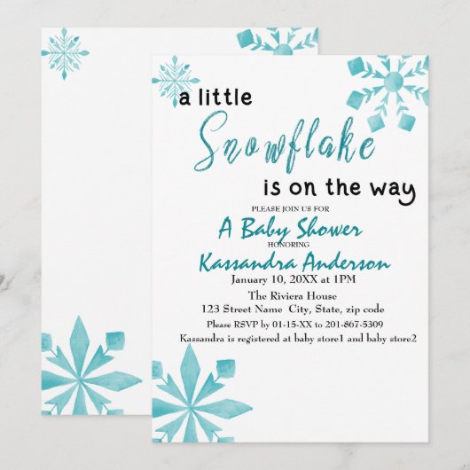 Een beetje sneeuwvlok is onderweg Baby shower Kaart (Voorkant / Achterkant)