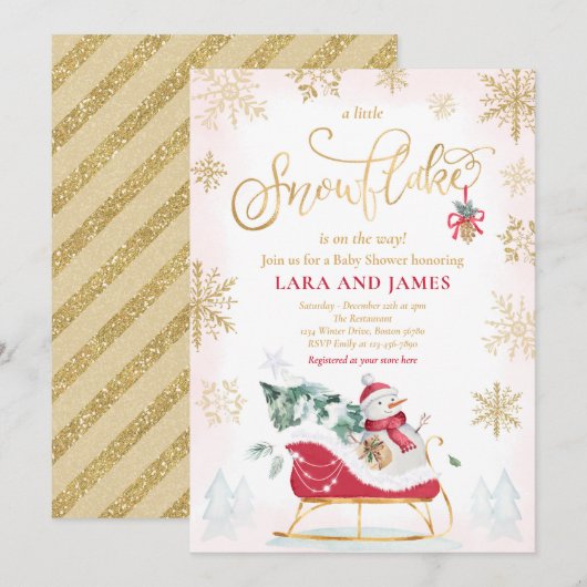 Een beetje sneeuwvlok is onderweg Baby shower  Kaart (Voorkant / Achterkant)