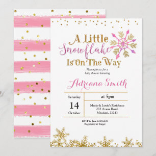 Een beetje sneeuwvlok is onderweg naar baby shower kaart