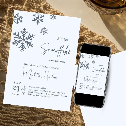Een beetje sneeuwvlok is op de weg Baby shower Kaart