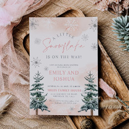 Een beetje sneeuwvlok is op de weg douche uitnodig kaart