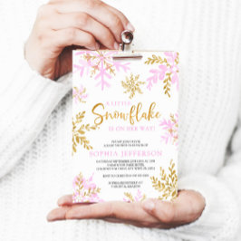Een beetje sneeuwvlok is op weg naar Baby shower Kaart