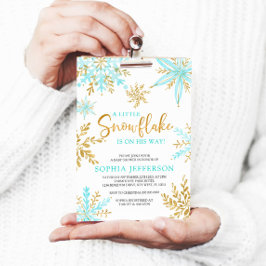 Een beetje sneeuwvlok is op weg naar Baby shower Kaart