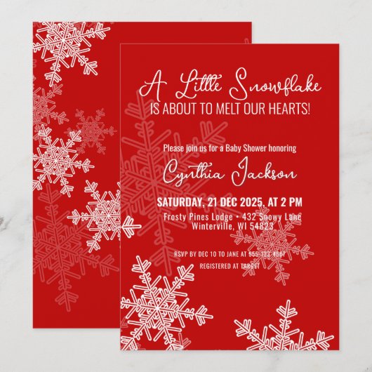 Een beetje sneeuwvlok minimalistisch rood patroon kaart (Voorkant / Achterkant)