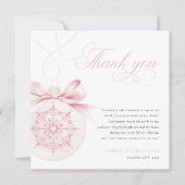 Een beetje sneeuwvlok roze Baby shower dank je kaa Bedankkaart (Voorkant)