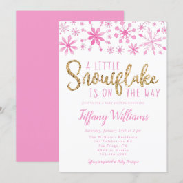 Een beetje sneeuwvlok roze gouden Baby shower Kaart