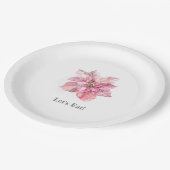 Een beetje sneeuwvlok roze poinsettia laat eten papieren bordje (Gekanteld)