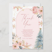 Een beetje sneeuwvlok roze winter Baby shower Bedankkaart (Voorkant)