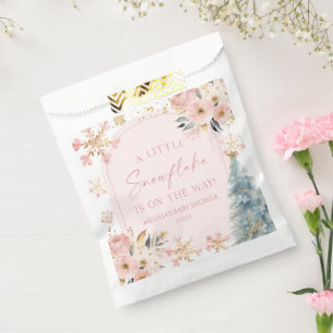 Een beetje sneeuwvlok roze winter Baby shower Bedankzakje