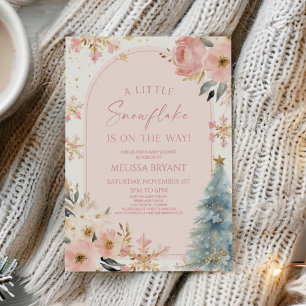 Een beetje sneeuwvlok roze winter Baby shower Kaart