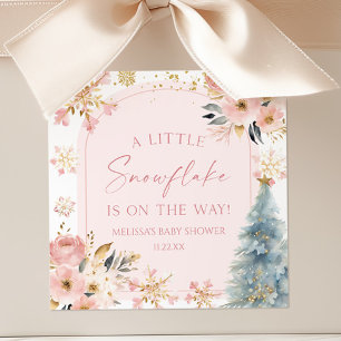 Een beetje sneeuwvlok roze winter Baby shower Vierkante Sticker