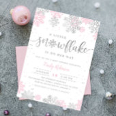 Een beetje sneeuwvlok roze zilveren Baby shower Kaart