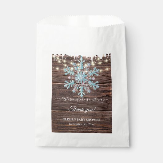 Een beetje sneeuwvlok rustieke winter Baby shower Bedankzakje (Voorkant)
