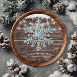 Een beetje sneeuwvlok rustieke winter Baby shower Papieren Bordje