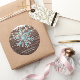 Een beetje sneeuwvlok rustieke winter Baby shower Ronde Sticker