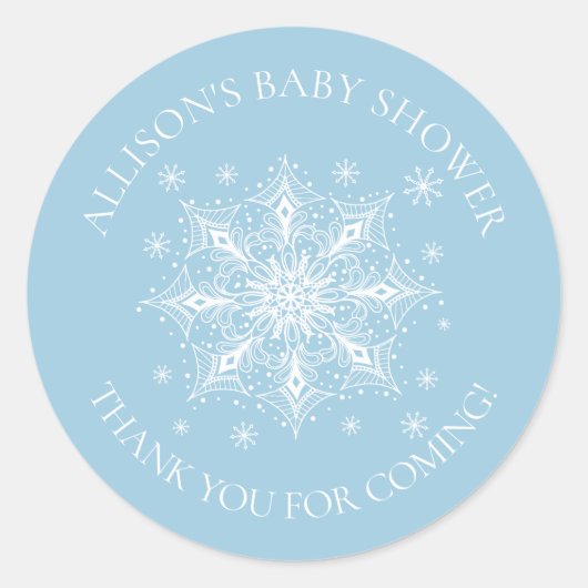 Een beetje sneeuwvlok winter Baby dank u douche Ronde Sticker (Voorkant)