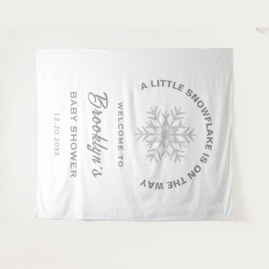 Een beetje sneeuwvlok Winter Baby shower Achtergro Wandkleed (Voorkant (horizontaal))