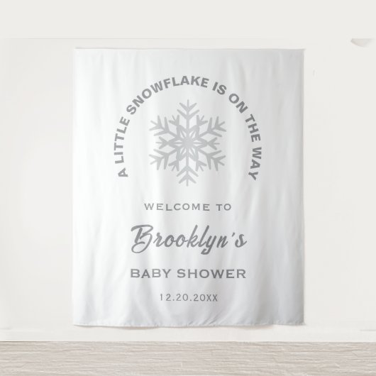 Een beetje sneeuwvlok Winter Baby shower Achtergro Wandkleed (Voorkant)