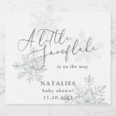Een beetje sneeuwvlok winter baby shower feestwijn sparkling wijnetiket (Enkel label)