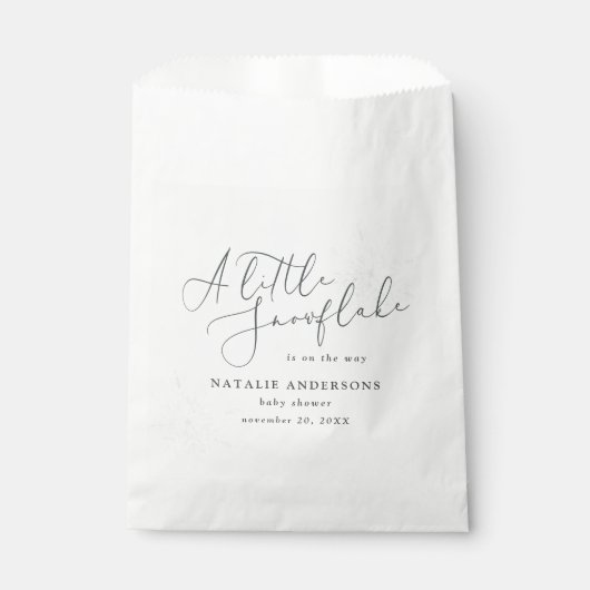 Een beetje sneeuwvlok winter baby shower partij gu bedankzakje (Voorkant)